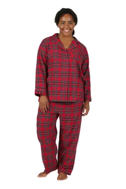 La Cera™ Conjunto De Pijama De Franela A Cuadros Tenido En Hilo De Algodon 100