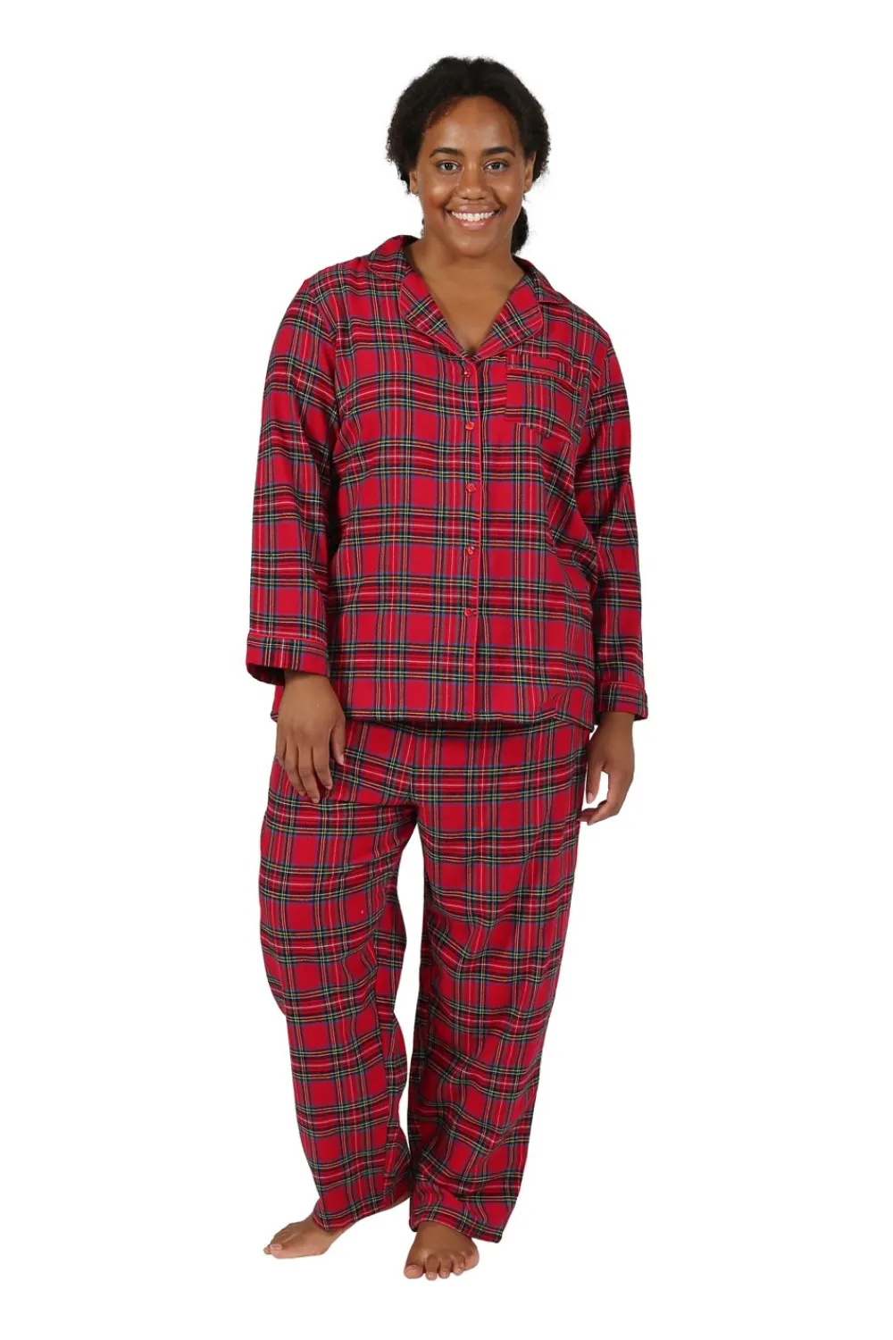 La Cera™ Conjunto De Pijama De Franela A Cuadros Tenido En Hilo De Algodon 100