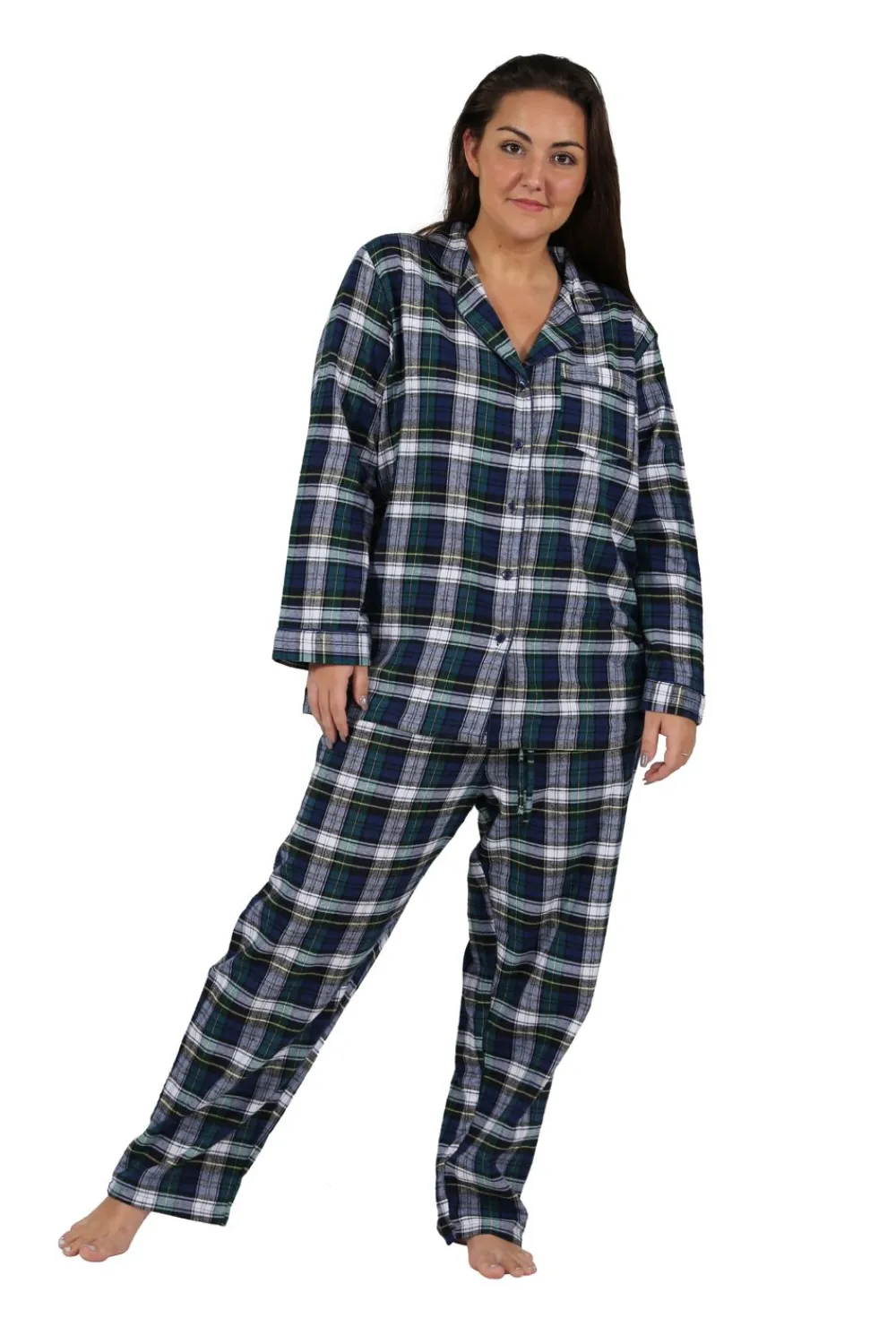 La Cera™ Conjunto De Pijama De Franela A Cuadros Tenido En Hilo De Algodon 100