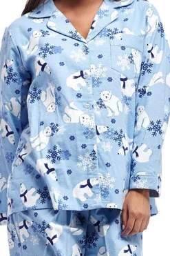 La Cera™ Conjunto De Pijama De Franela Con Oso Polar De Talla Grande