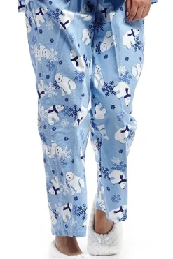 La Cera™ Conjunto De Pijama De Franela Con Oso Polar De Talla Grande