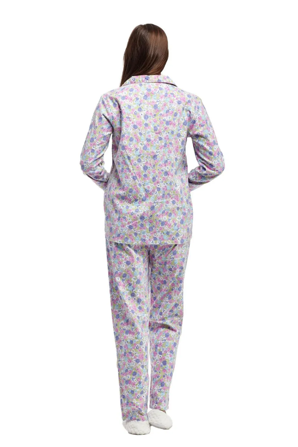 La Cera™ Conjunto De Pijama De Franela Floral De Manga Larga De La Cera