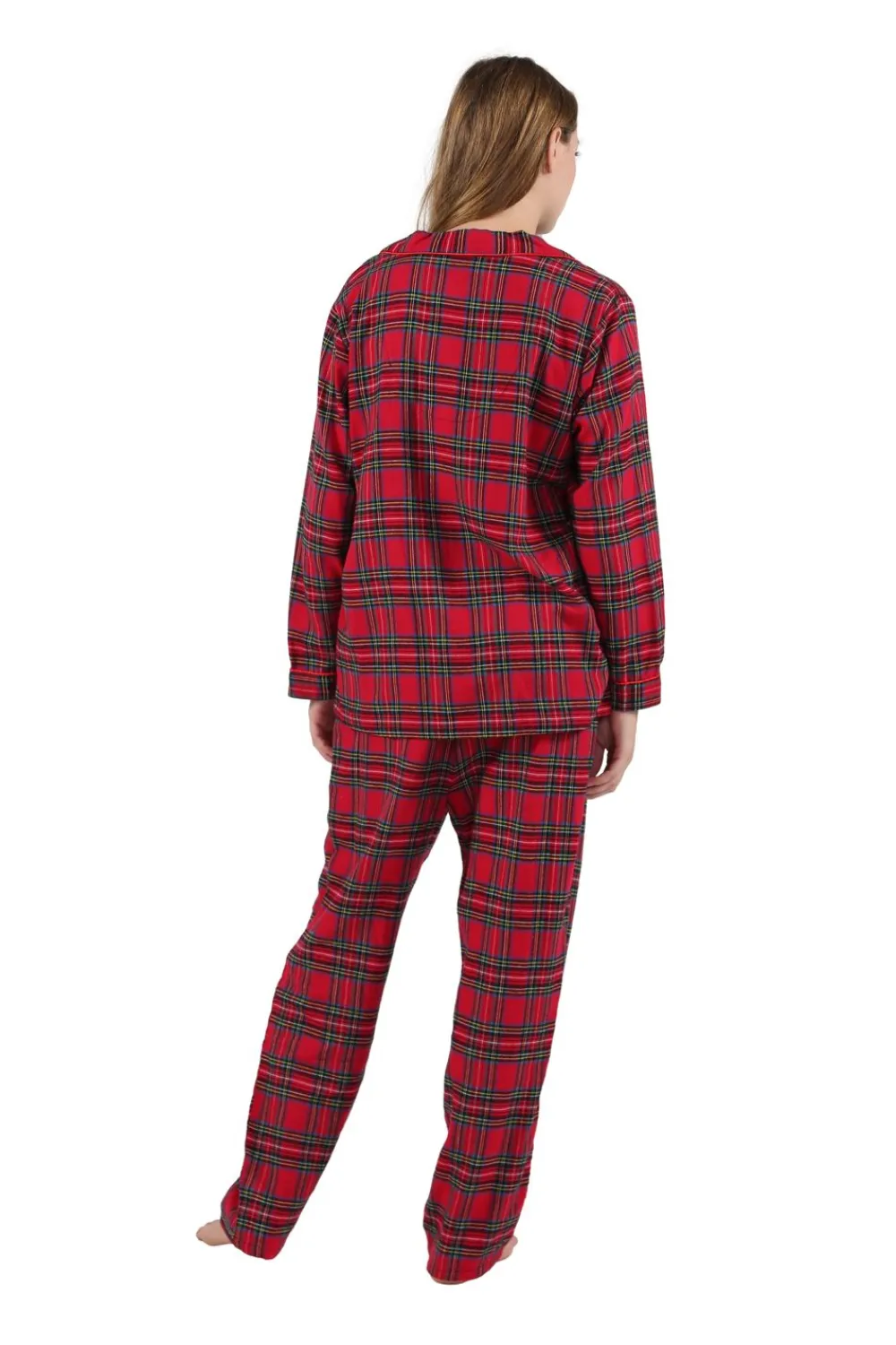 La Cera™ Conjunto De Pijama De Franela A Cuadros Tenido En Hilo 100% Algodon