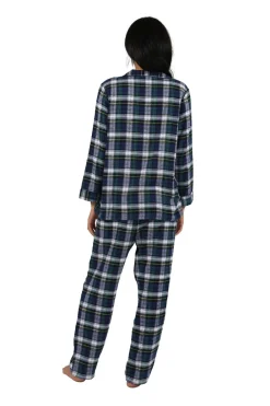 La Cera™ Conjunto De Pijama De Franela A Cuadros Tenido En Hilo 100% Algodon