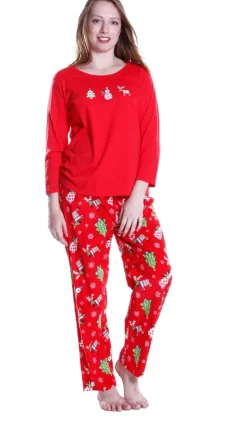La Cera™ Conjunto De Pijama De Franela Con Estampado Navideno De La Cera