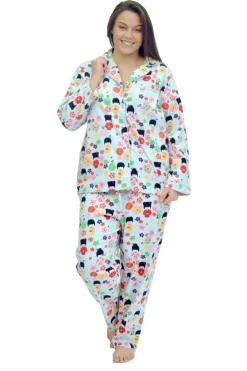 La Cera™ Conjunto De Pijama De Franela De Algodon De Talla Grande La Cera