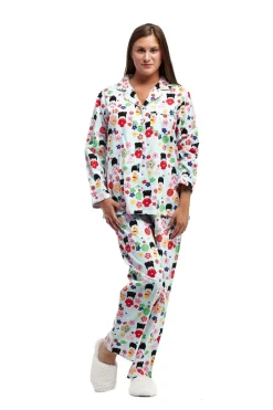 La Cera™ Conjunto De Pijama De Franela Estampado De Manga Larga La Cera