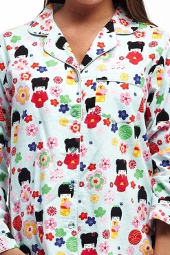 La Cera™ Conjunto De Pijama De Franela Estampado De Manga Larga La Cera