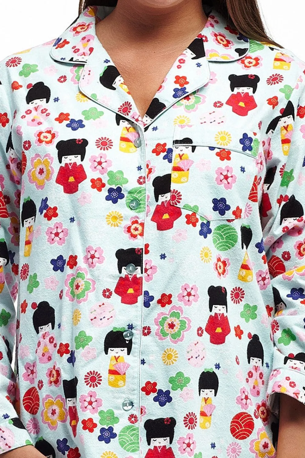 La Cera™ Conjunto De Pijama De Franela Estampado De Manga Larga La Cera