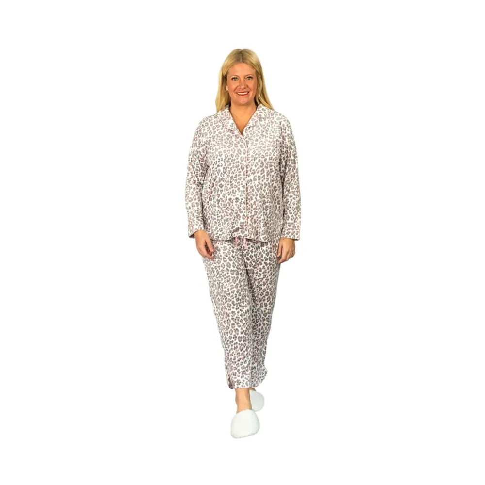 La Cera™ Conjunto De Pijama De Polar Minky Transparente De Talla Grande La Cera