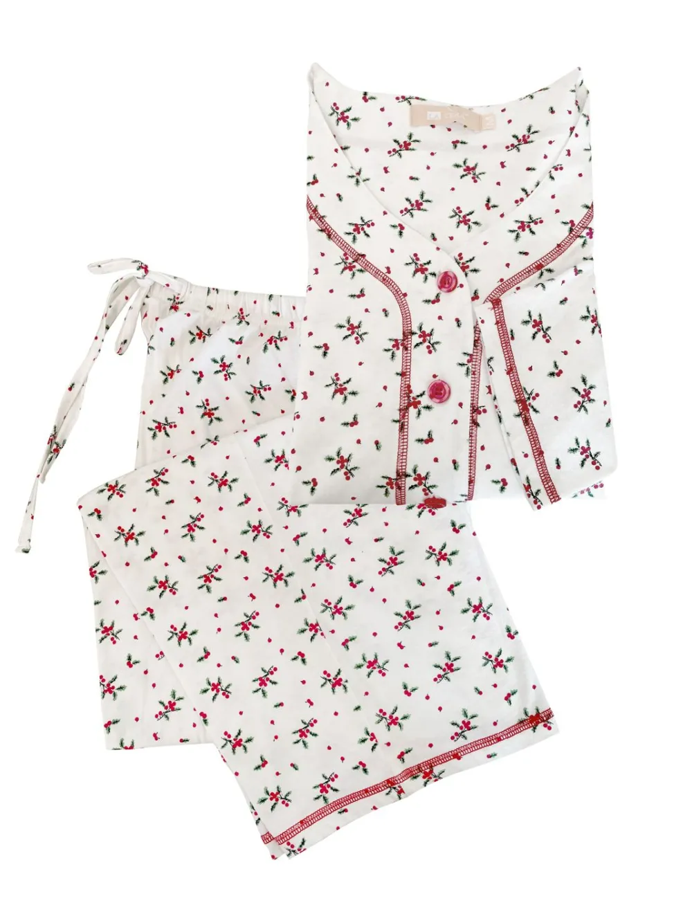 La Cera™ Conjunto De Pijama De Talla Grande Con Muerdago De Manga Larga
