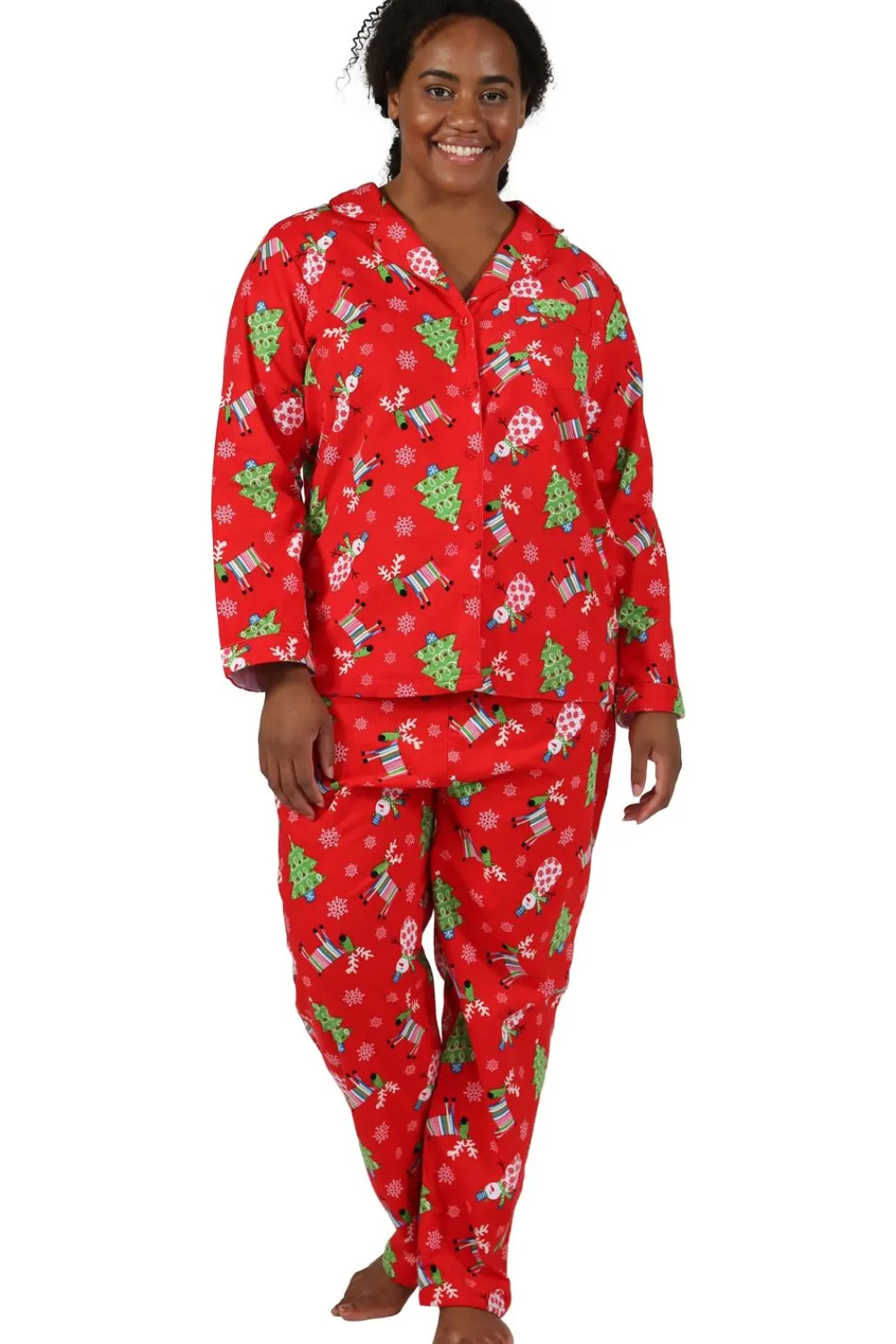 La Cera™ Conjunto De Pijama De Talla Grande Con Estampado De Reno De Frane