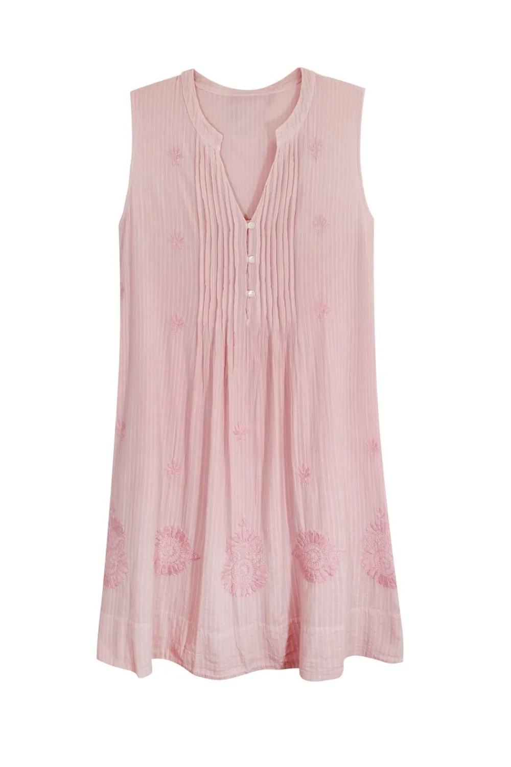 La Cera™ La Cera 100% Cotton Plus Size Leno Stripe Chemise