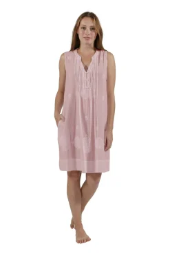 La Cera™ La Cera 100% Cotton Plus Size Leno Stripe Chemise