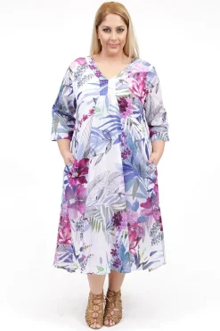 La Cera™ La Cera Caftan Estampado Alto Y Bajo Para Mujer Talla Grande