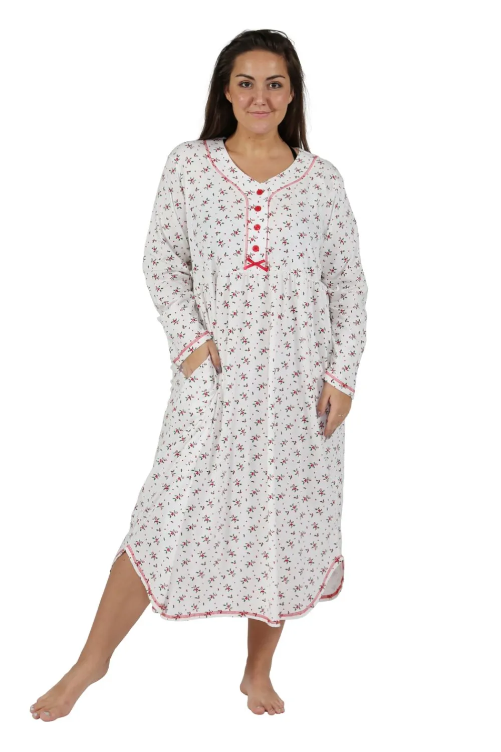 La Cera™ La Cera Camison Con Estampado De Muerdago De Punto 100% Algodon Talla