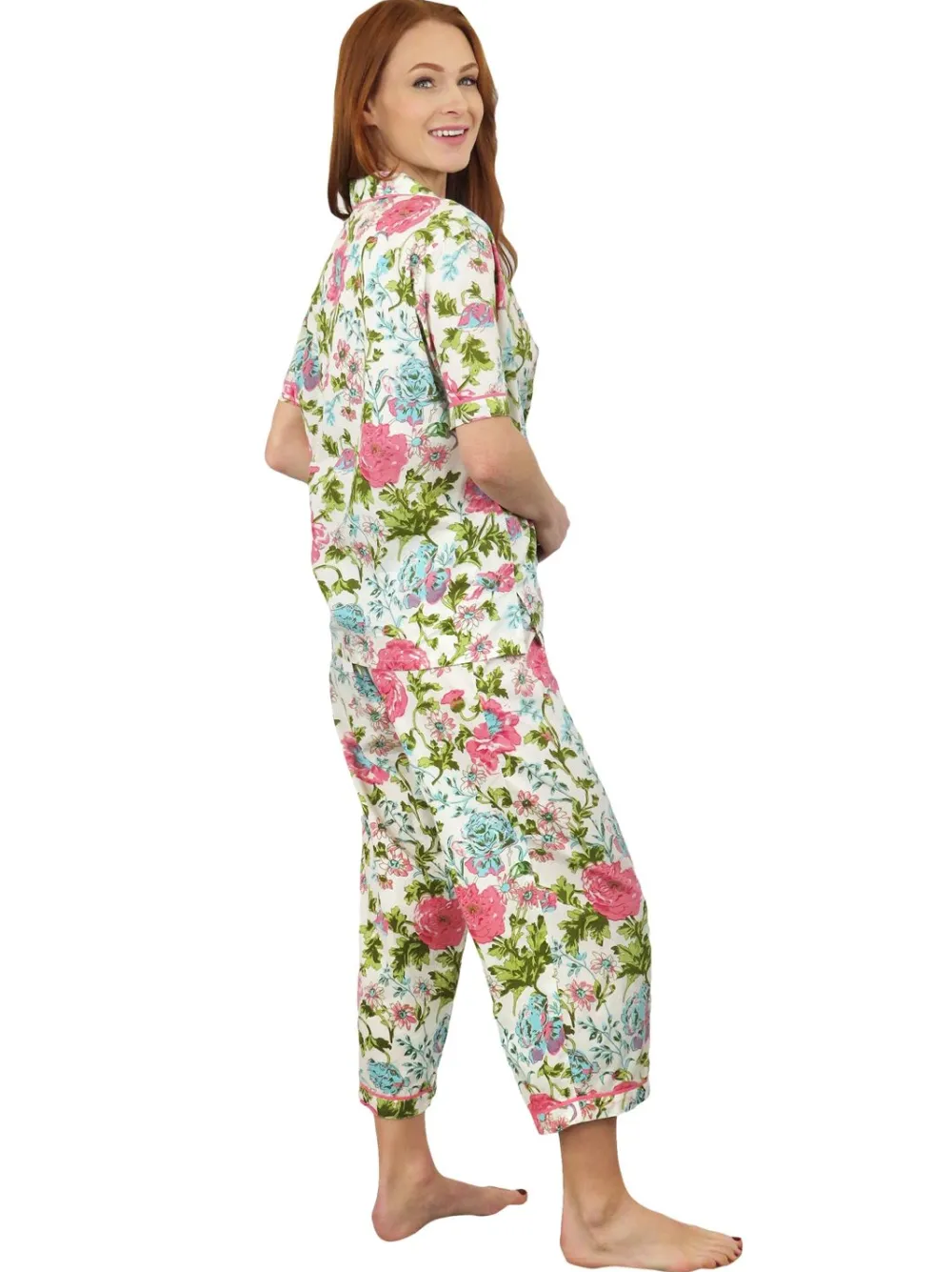 La Cera™ La Cera Conjunto De Pijama De Algodon Con Estampado De Jardin Ingles D