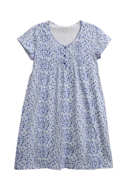 La Cera™ La Cera Plus Blue Posies Cotton Knit Chemise