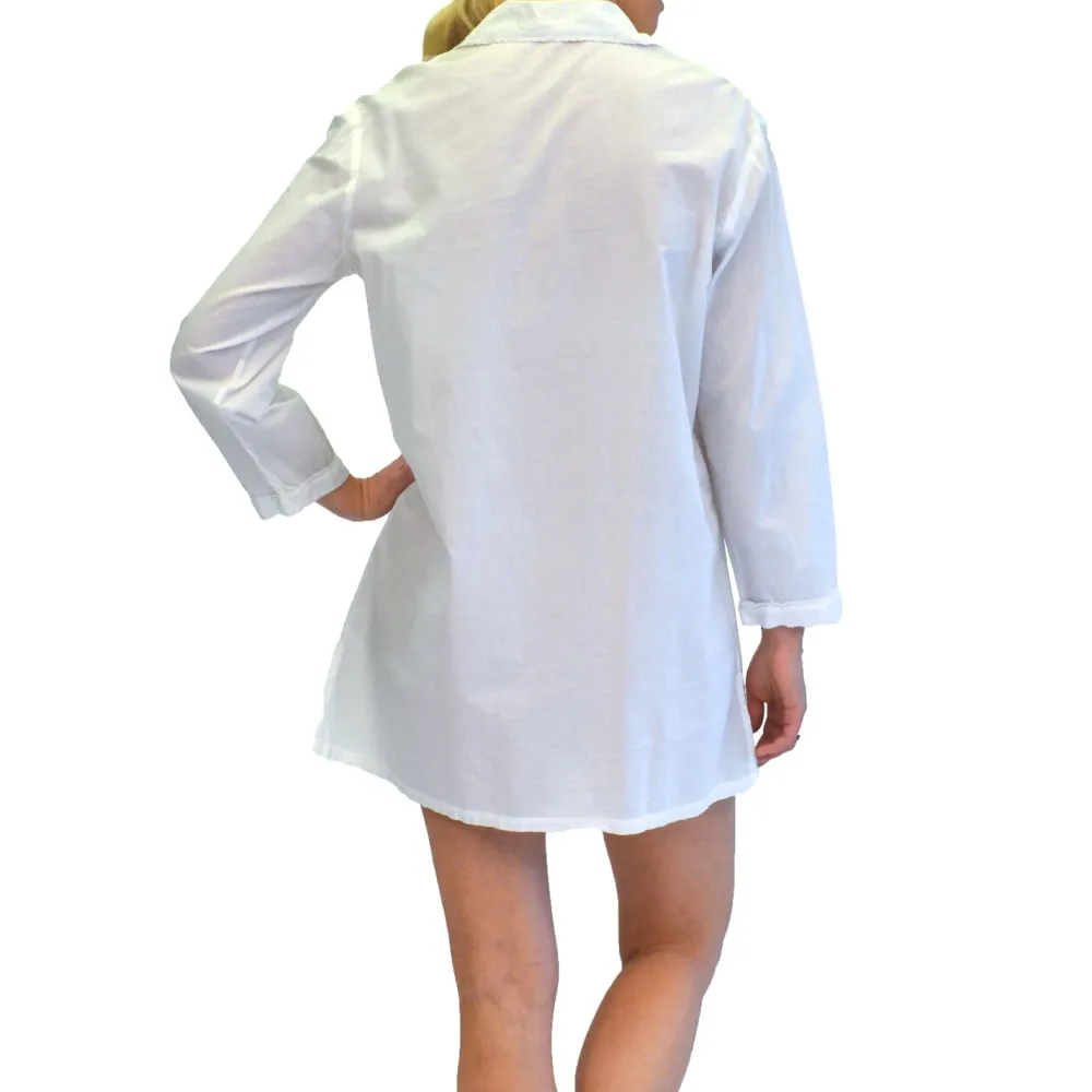 La Cera™ La Cera Plus Size Long Sleeve Cotton Nightshirt