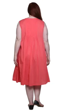 La Cera™ La Cera Vestido 100% Algodon Sin Mangas Con Bajo Bordado - Talla Grand