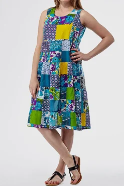 La Cera™ La Cera Vestido Corto Patchwork Multicolor