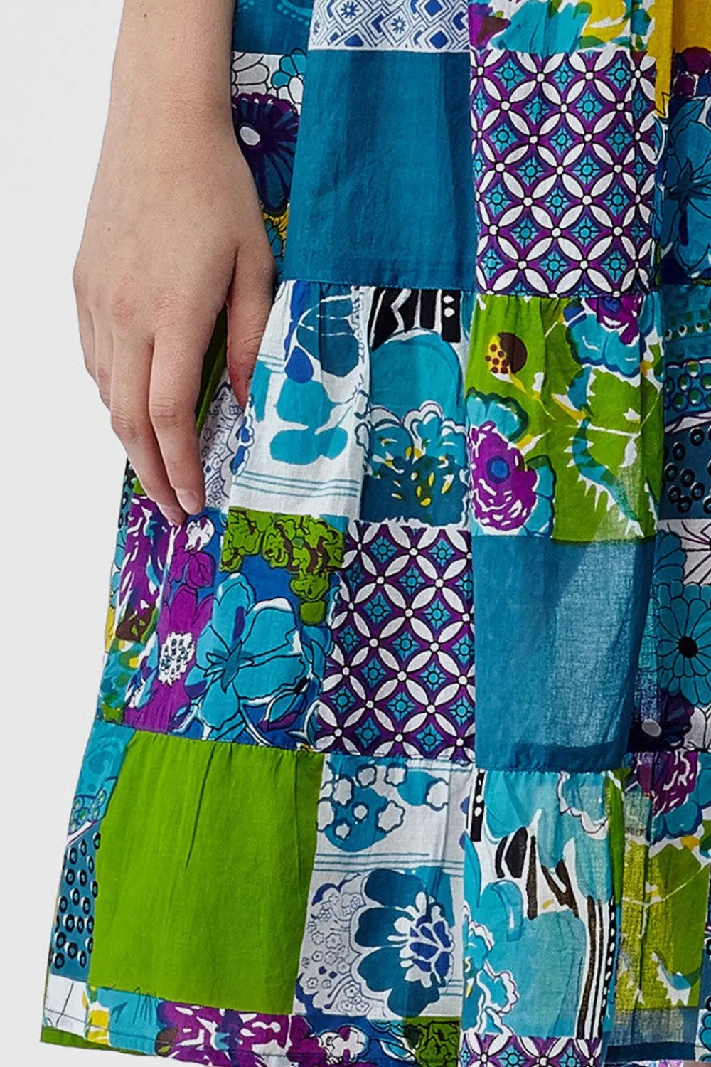 La Cera™ La Cera Vestido Corto Patchwork Multicolor