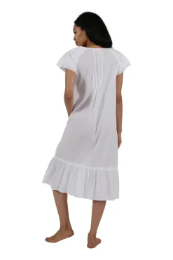 La Cera™ La Cera Vestido De Fiesta Con Bordado De Algodon Y Manga Corta Con Dob