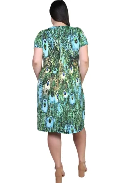 La Cera™ La Cera Vestido De Manga Corta Con Estampado De De Talla Gra