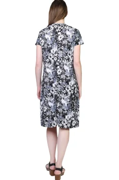 La Cera™ La Cera Vestido De Manga Corta Estampado Blanco Y Negro
