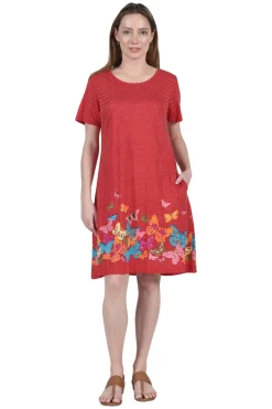 La Cera™ La Cera Vestido De Talla Grande De Manga Corta Con Estampado Floral De