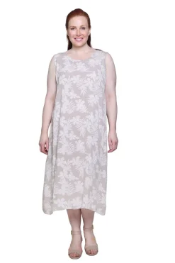 La Cera™ La Cera Vestido Evase Con Estampado Floral Tonal Sin Mangas - Tallas G