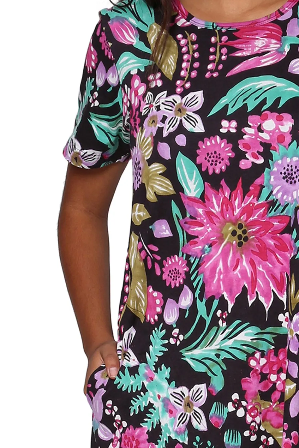 La Cera™ La Cera Vestido Evase De Punto Negro Y Fucsia