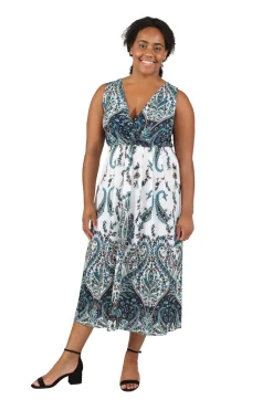 La Cera™ La Cera Vestido Largo Sin Mangas Con Estampado De Cachemira Talla Gran