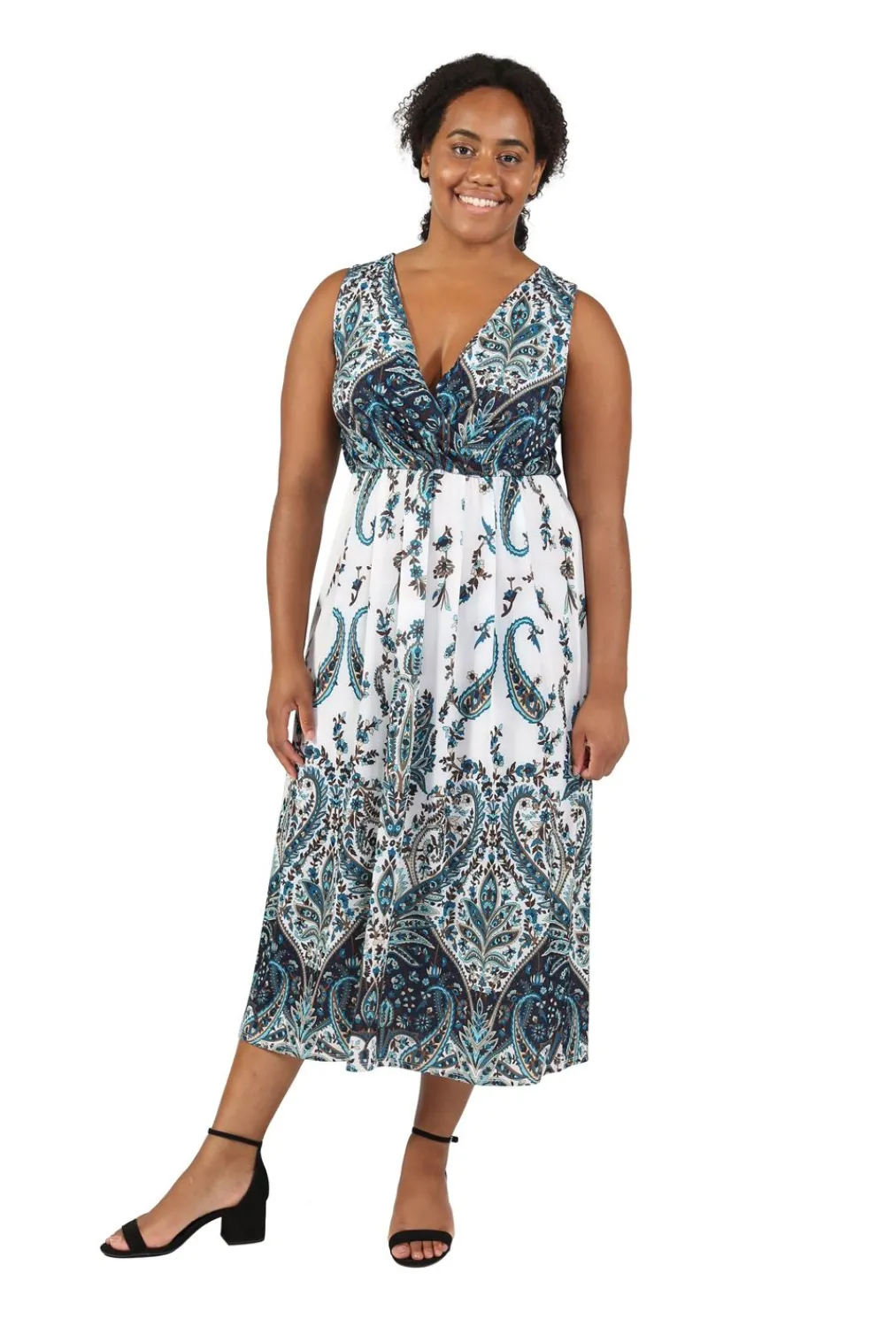 La Cera™ La Cera Vestido Largo Sin Mangas Con Estampado De Cachemira Talla Gran