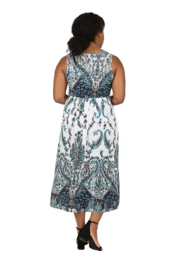 La Cera™ La Cera Vestido Largo Sin Mangas Con Estampado De Cachemira Talla Gran