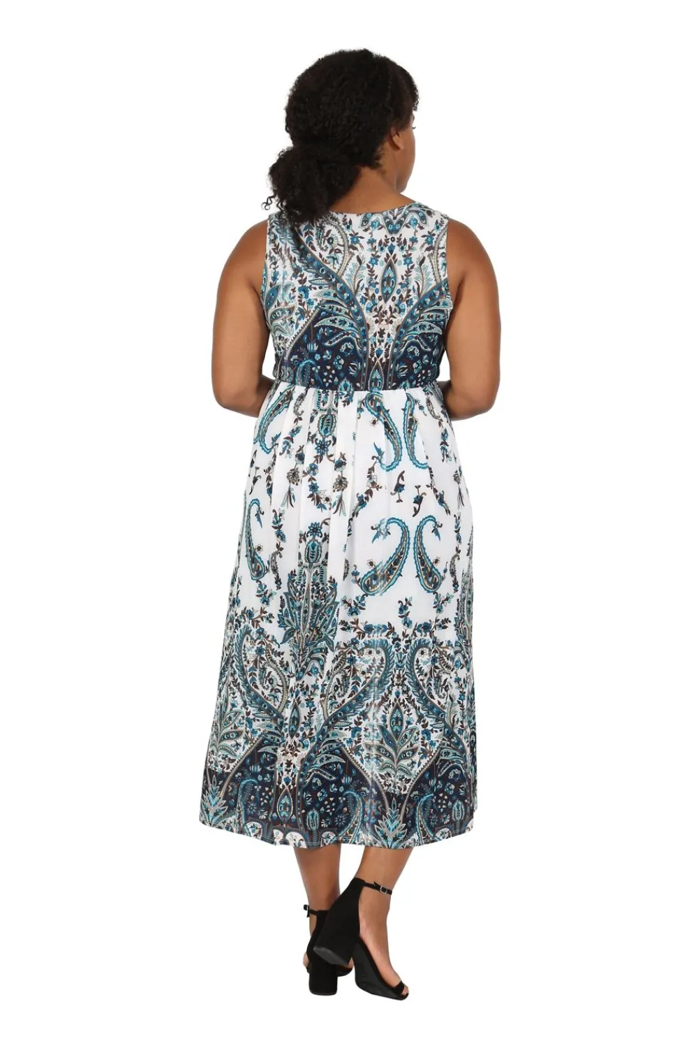 La Cera™ La Cera Vestido Largo Sin Mangas Con Estampado De Cachemira Talla Gran