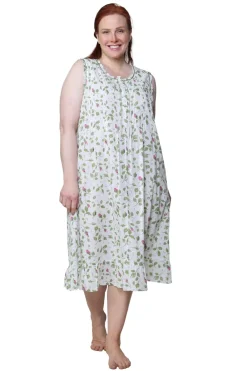 La Cera™ La Cera Vestido Sin Mangas Rose Vine 100% Algodon - Talla Grande