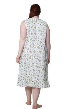 La Cera™ La Cera Vestido Sin Mangas Rose Vine 100% Algodon - Talla Grande