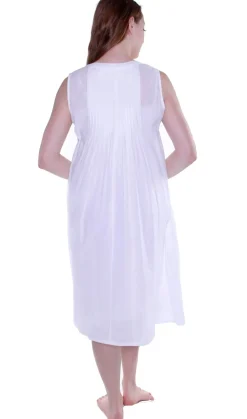 La Cera™ La Cera Vestido Sin Mangas 100% Algodon Con Bordado En El Bajo