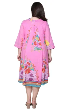 La Cera™ La Cera Vestido Tallas Grandes 100% Algodon Estampado Tallas Grandes