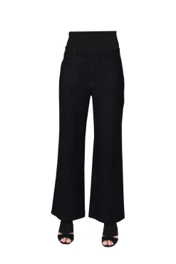 La Cera™ Pantalon Ancho De Punto Elastico La Cera