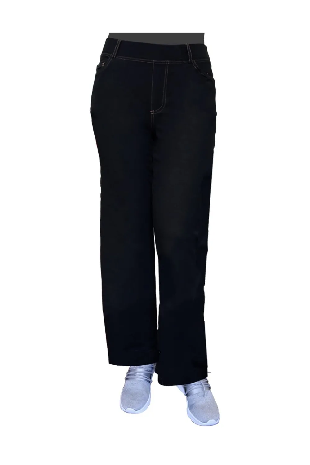 La Cera™ Pantalon De Pierna Ancha De Punto Elastico De Talla Grande La Cera