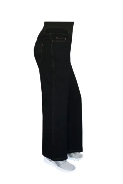 La Cera™ Pantalon De Pierna Ancha De Punto Elastico De Talla Grande La Cera