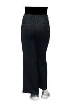 La Cera™ Pantalon De Pierna Ancha De Punto Elastico De Talla Grande La Cera