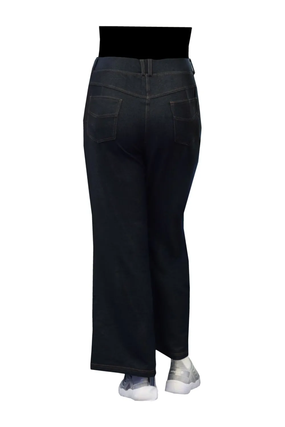 La Cera™ Pantalon De Pierna Ancha De Punto Elastico De Talla Grande La Cera