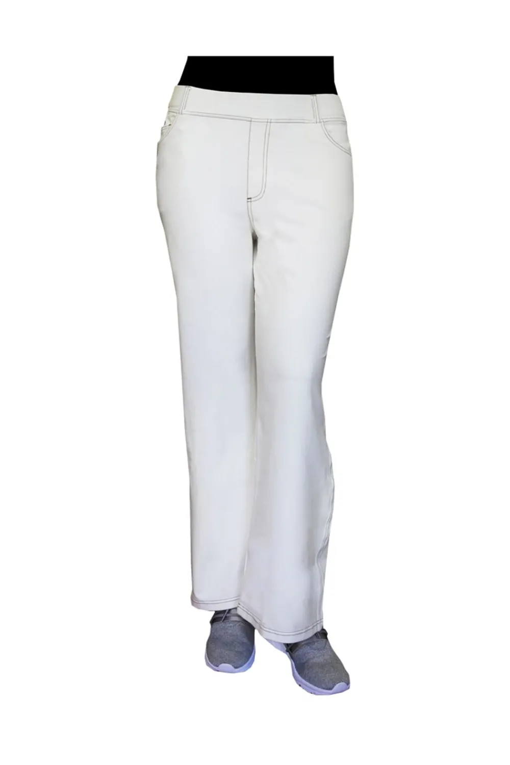 La Cera™ Pantalon De Pierna Ancha De Punto Elastico De Talla Grande La Cera