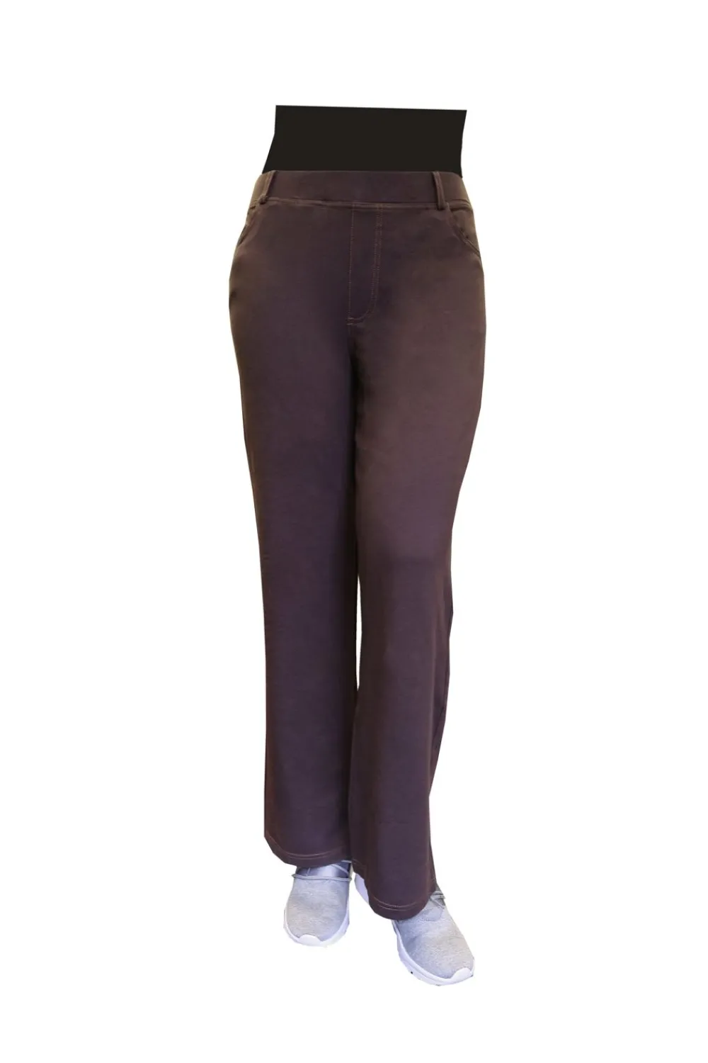 La Cera™ Pantalon De Pierna Ancha De Punto Elastico De Talla Grande La Cera