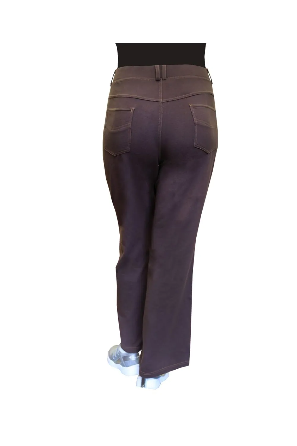 La Cera™ Pantalon De Pierna Ancha De Punto Elastico De Talla Grande La Cera
