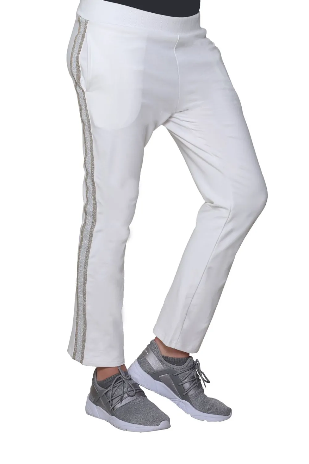 La Cera™ Pantalon De Rizo Frances De Talla Grande Con Ribete De Rayas De Esmoqu
