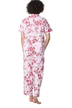 La Cera™ Pijama De Algodon Con Estampado Floral De Flor De Cerezo De La Cera